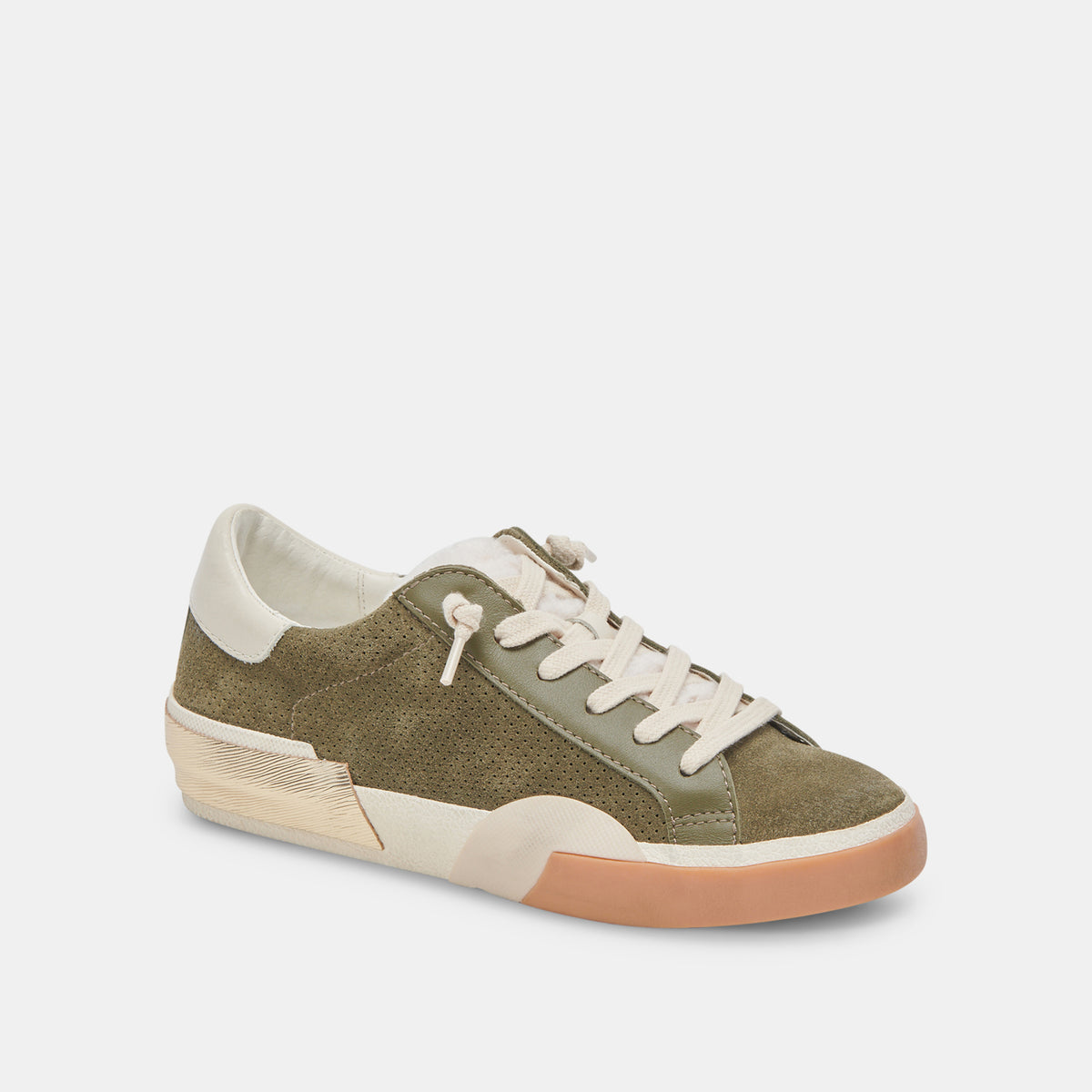 ZINA PLUSH SNEAKERS MOSS PERFORATED SUEDE