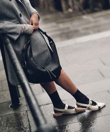 MELANIE SHOULDER BAG BLACK PEBBLE LEATHER