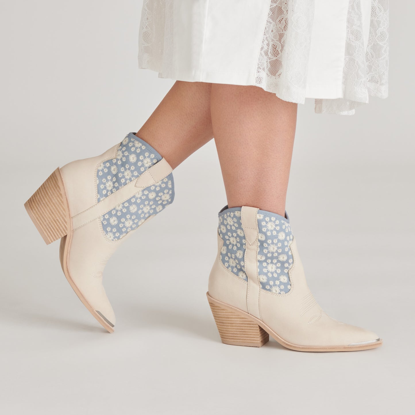 NASHE BOOTIES BLUE FLORAL NUBUCK