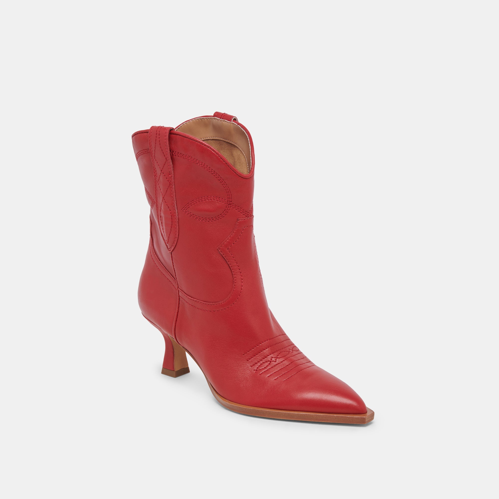 Leather red booties best sale