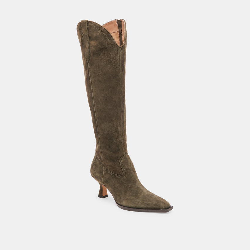 ARIANA WIDE CALF BOOTS ARMY SUEDE