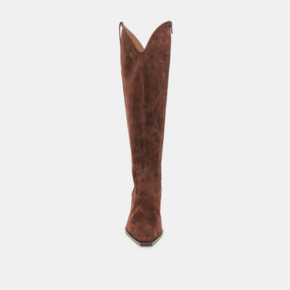 ARIANA WIDE CALF BOOTS DK BROWN SUEDE