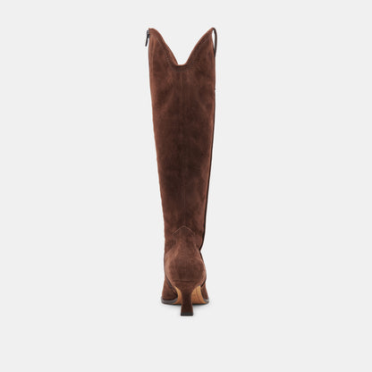 ARIANA WIDE CALF BOOTS DK BROWN SUEDE