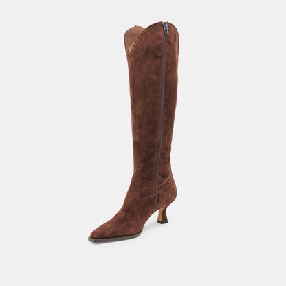 ARIANA WIDE CALF BOOTS DK BROWN SUEDE