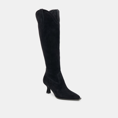 ARIANA WIDE CALF BOOTS ONYX SUEDE