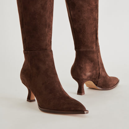 AUGGIE WIDE CALF BOOTS DK BROWN SUEDE