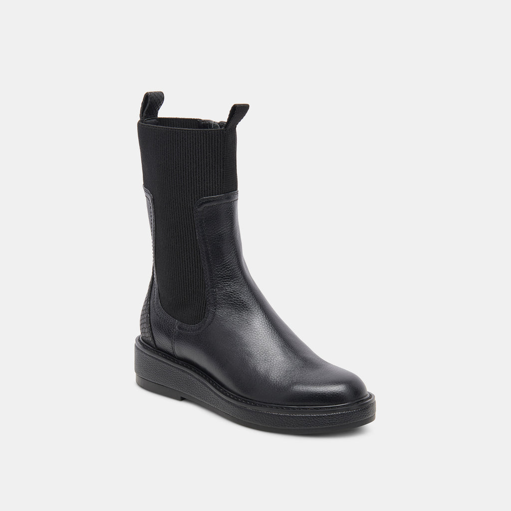 Wide black hot sale leather boots