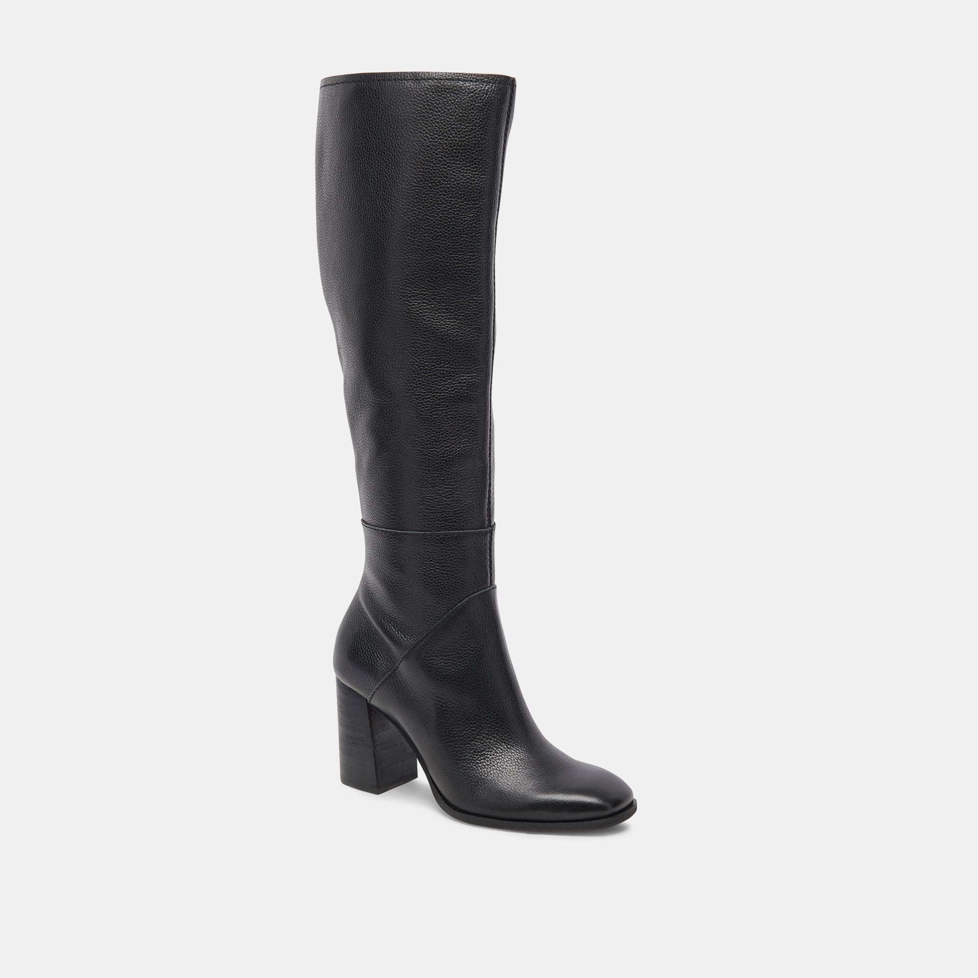 FYNN Wide Calf Boots Onyx Leather | Women's Onyx Knee-High Boots ...