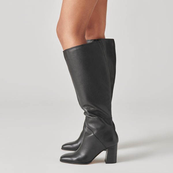 Fynn Boots Onyx Leather | Knee-High Onyx Leather Boots – Dolce Vita