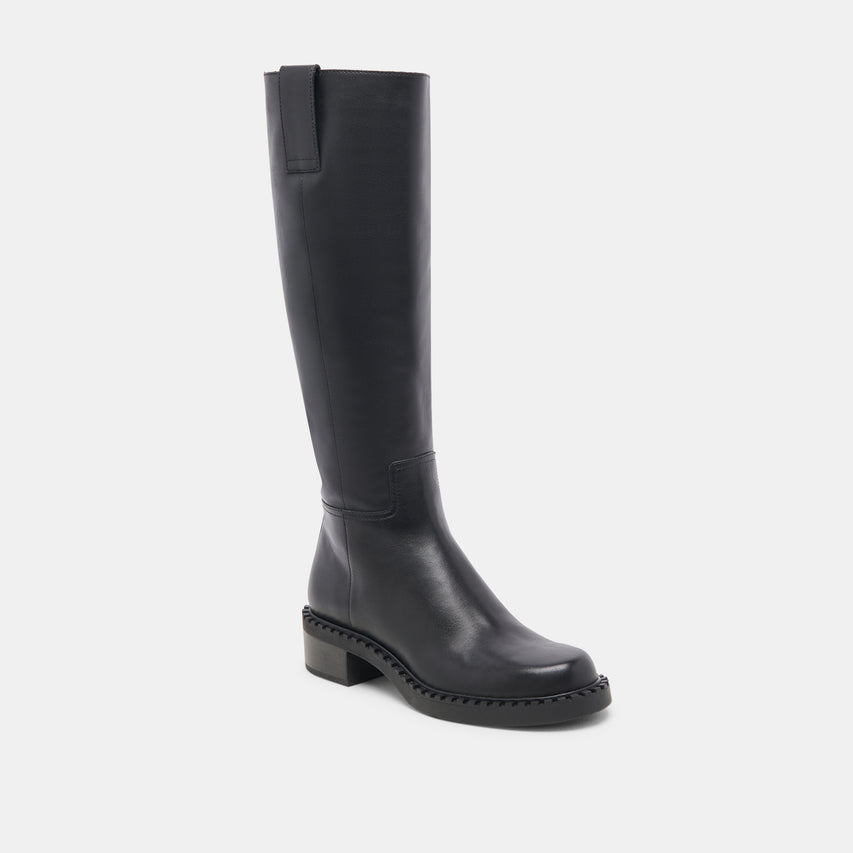 GLORY H2O WIDE CALF BOOTS BLACK LEATHER