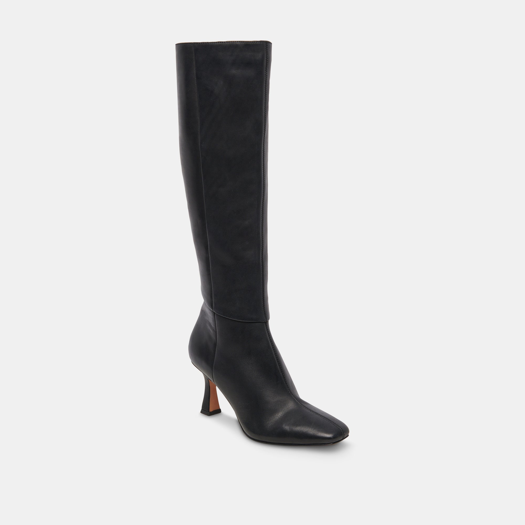 Gyra Wide Calf Black Leather Boots | Black Knee-High Wide Calf Boots ...