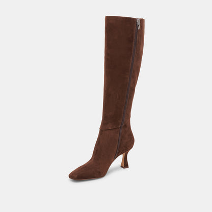 GYRA EXTRA WIDE CALF BOOTS DK BROWN SUEDE