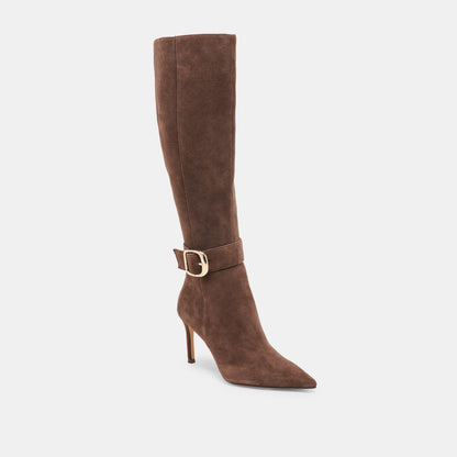 KINZY WIDE CALF BOOTS DK BROWN SUEDE