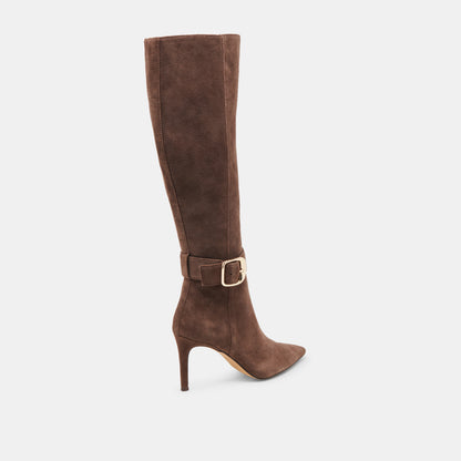 KINZY WIDE CALF BOOTS DK BROWN SUEDE