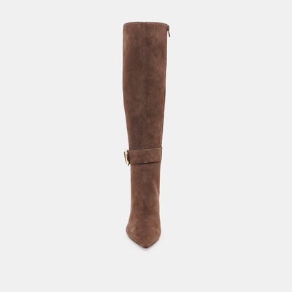 KINZY WIDE CALF BOOTS DK BROWN SUEDE