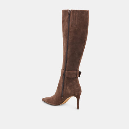 KINZY WIDE CALF BOOTS DK BROWN SUEDE