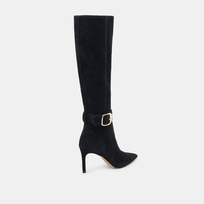 KINZY WIDE CALF BOOTS ONYX SUEDE