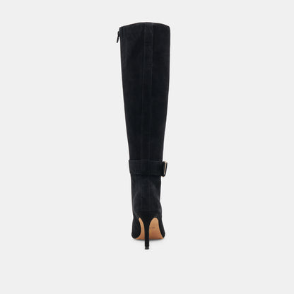 KINZY WIDE CALF BOOTS ONYX SUEDE