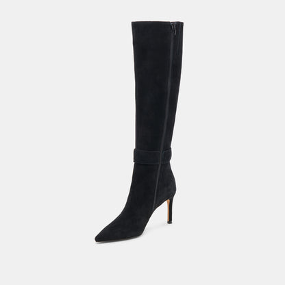 KINZY WIDE CALF BOOTS ONYX SUEDE