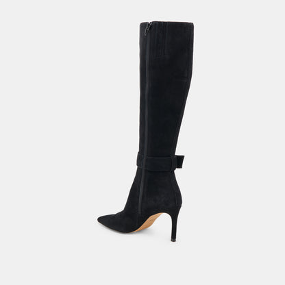 KINZY WIDE CALF BOOTS ONYX SUEDE