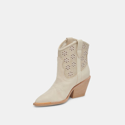 NASHE BOOTIES OATMEAL FLORAL EYELET