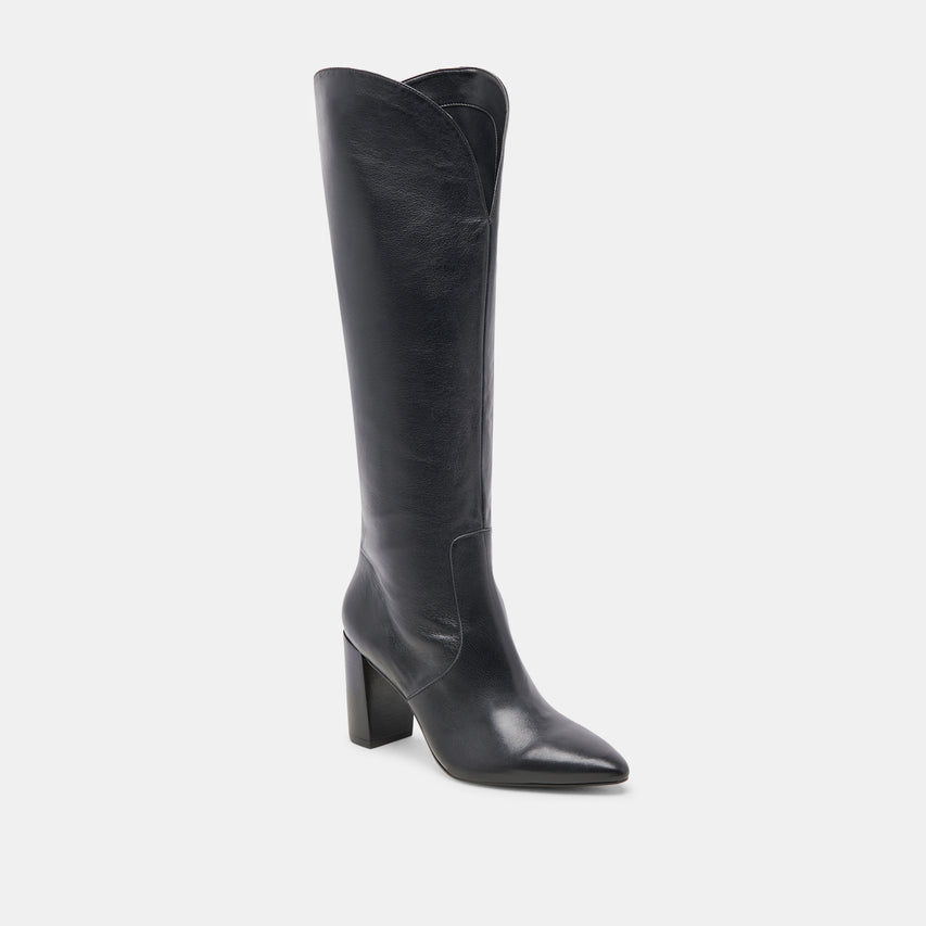 NEDI WIDE CALF BOOTS BLACK LEATHER