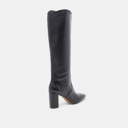 NEDI WIDE CALF BOOTS BLACK LEATHER