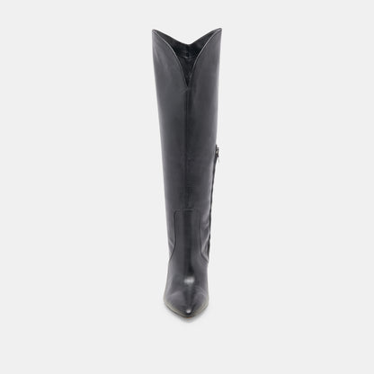 NEDI WIDE CALF BOOTS BLACK LEATHER