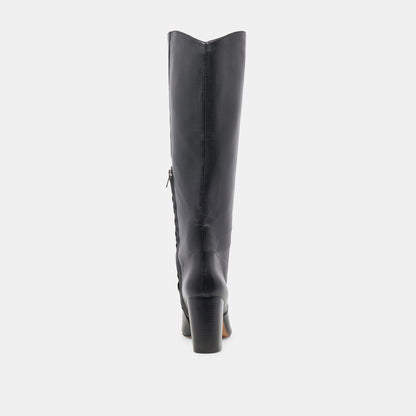 NEDI WIDE CALF BOOTS BLACK LEATHER