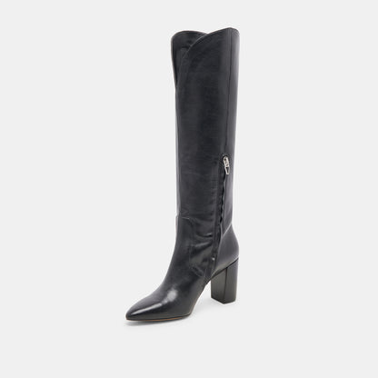 NEDI WIDE CALF BOOTS BLACK LEATHER