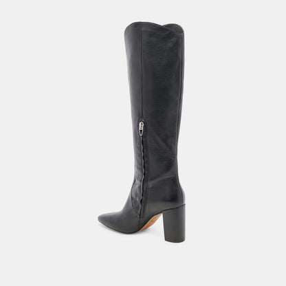 NEDI WIDE CALF BOOTS BLACK LEATHER