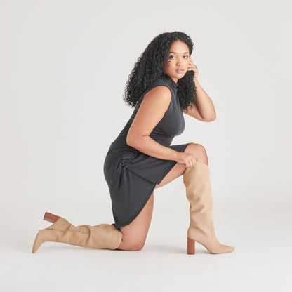 NEDI WIDE CALF BOOTS DUNE NUBUCK