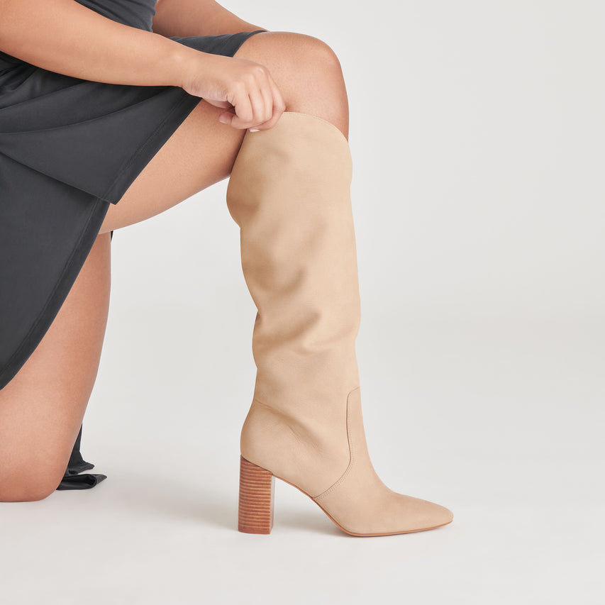 NEDI WIDE CALF BOOTS DUNE NUBUCK