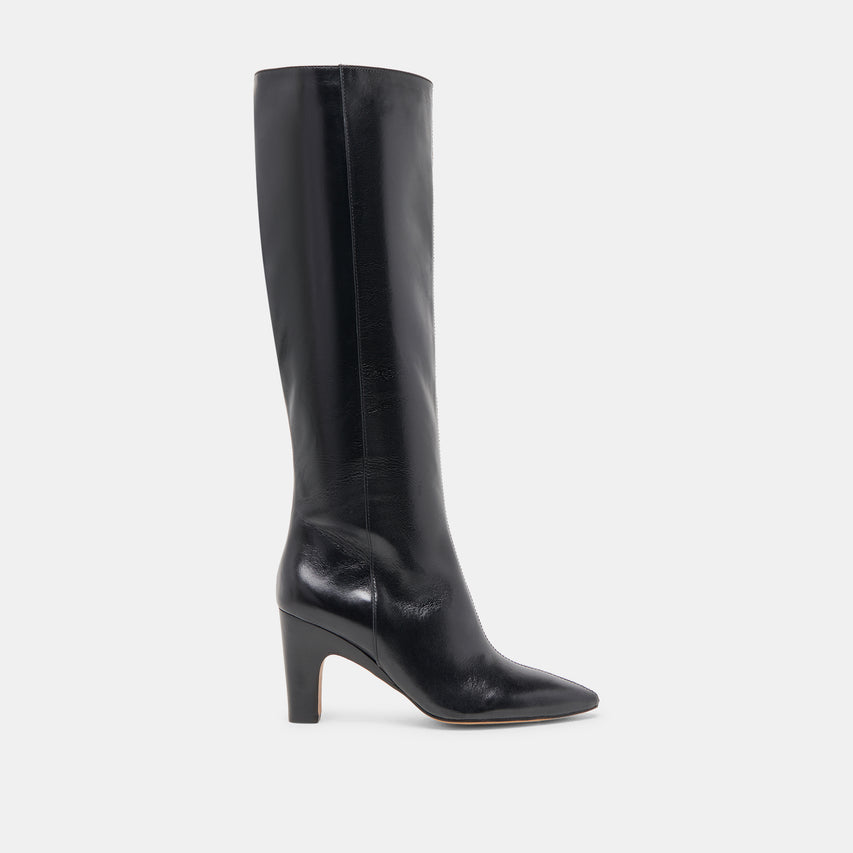 NELAS WIDE CALF BOOTS BLACK LEATHER