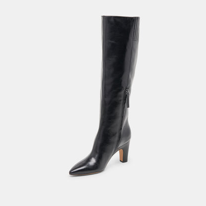 NELAS WIDE CALF BOOTS BLACK LEATHER