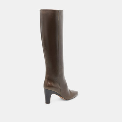 NELAS WIDE CALF BOOTS DARK OLIVE LEATHER