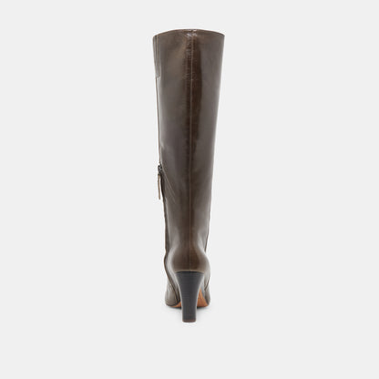 NELAS WIDE CALF BOOTS DARK OLIVE LEATHER