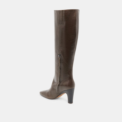 NELAS WIDE CALF BOOTS DARK OLIVE LEATHER