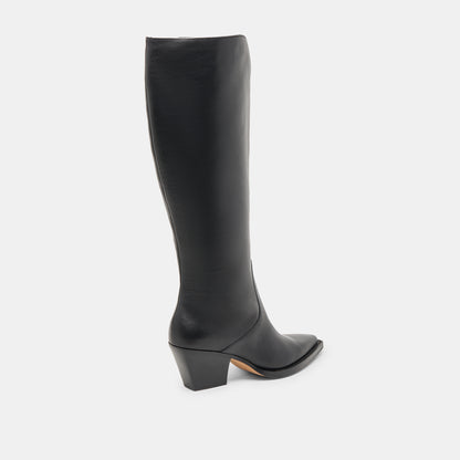 RAJ EXTRA WIDE CALF BOOTS BLACK LEATHER