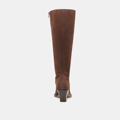 RAJ EXTRA WIDE CALF BOOTS DK BROWN SUEDE