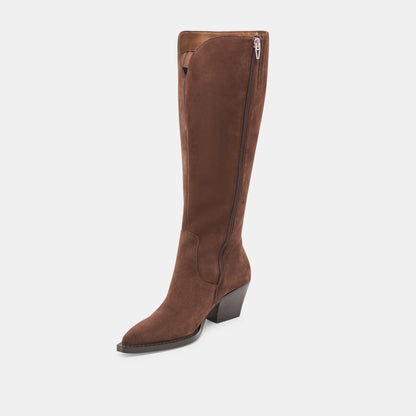 RAJ EXTRA WIDE CALF BOOTS DK BROWN SUEDE