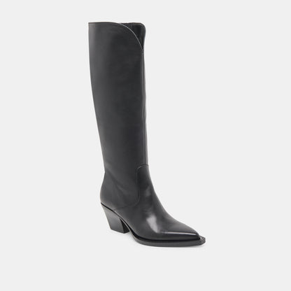 RAJ EXTRA WIDE CALF BOOTS BLACK LEATHER