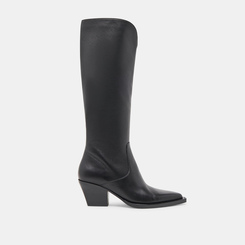 RAJ EXTRA WIDE CALF BOOTS BLACK LEATHER