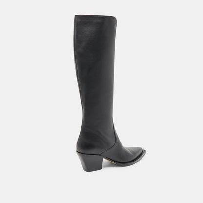 RAJ EXTRA WIDE CALF BOOTS BLACK LEATHER