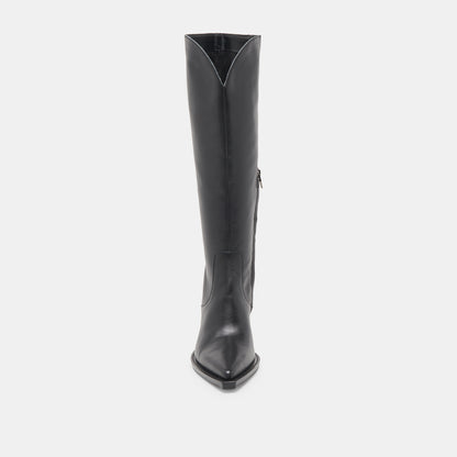 RAJ EXTRA WIDE CALF BOOTS BLACK LEATHER