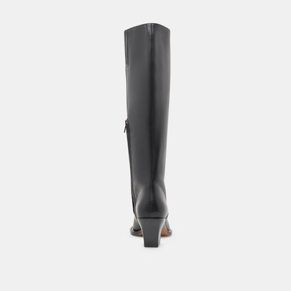 RAJ EXTRA WIDE CALF BOOTS BLACK LEATHER