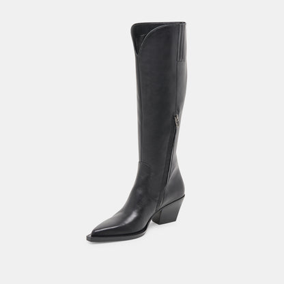 RAJ EXTRA WIDE CALF BOOTS BLACK LEATHER