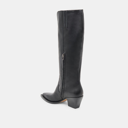 RAJ EXTRA WIDE CALF BOOTS BLACK LEATHER