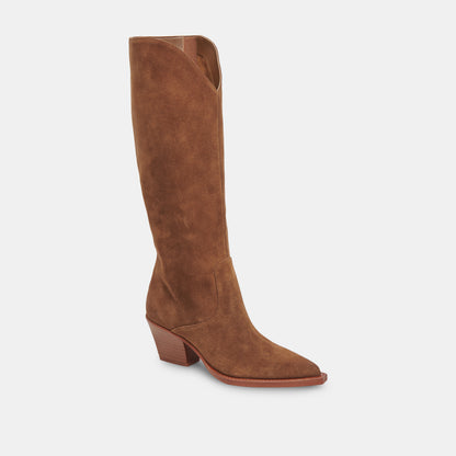 RAJ EXTRA WIDE CALF BOOTS BROWN SUEDE