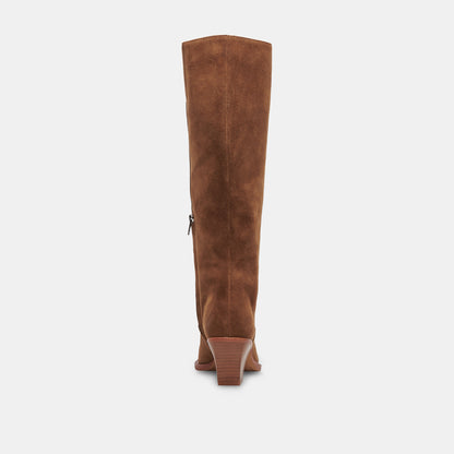 RAJ EXTRA WIDE CALF BOOTS BROWN SUEDE